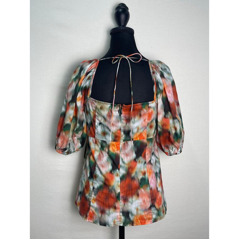 NWT J.Crew x Liberty Floral Puff Sleeve Blouse Romantic Square Neck Top Size 0 - Picture 6 of 11